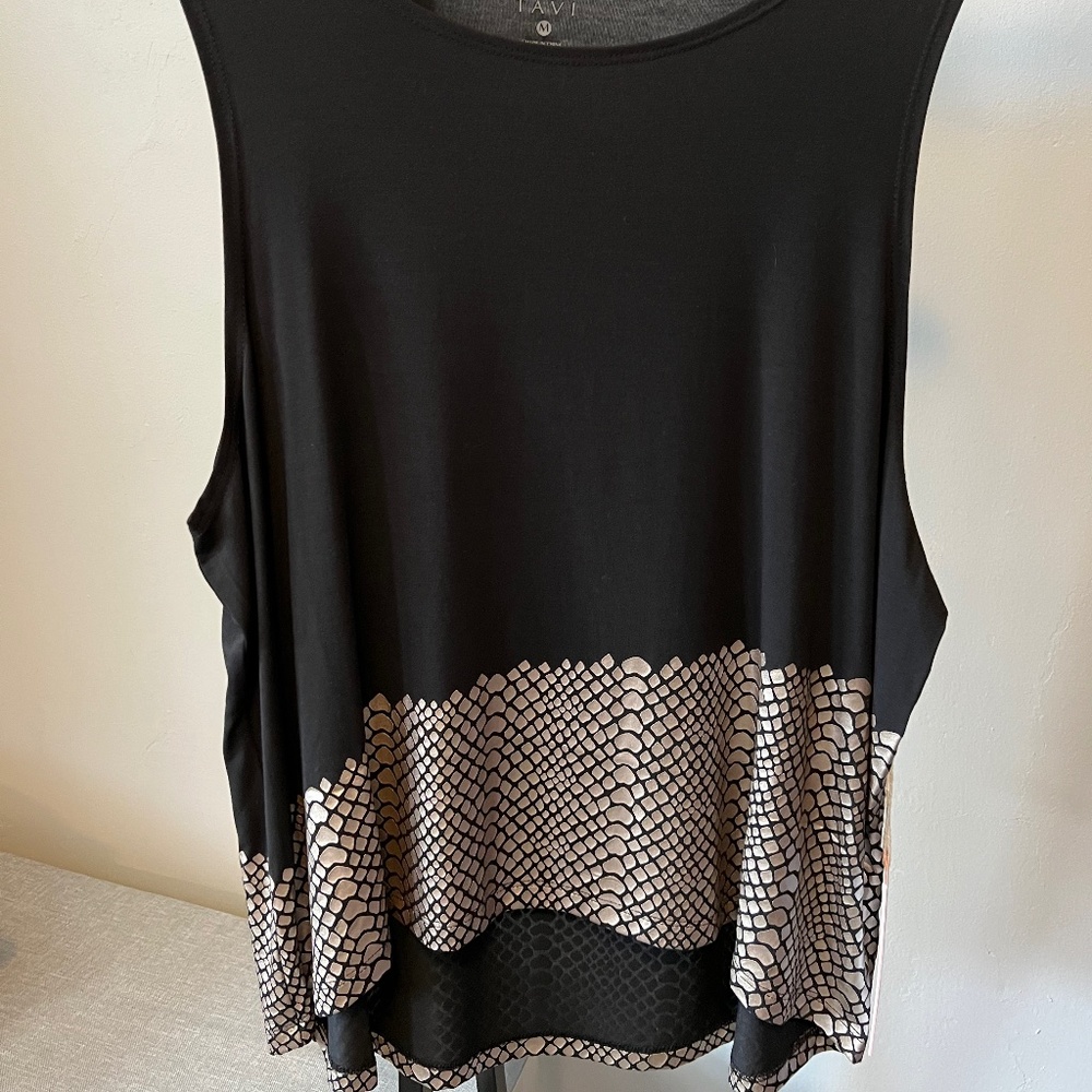 Tavi high low tank with gold snake print design